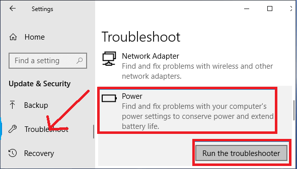 Laptops Windows Troubleshooter For Power